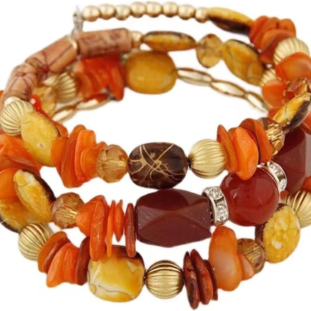 Boho Multilayer Irregular Agate Beads Charm Bracelets Handmade Multi-color Cryst